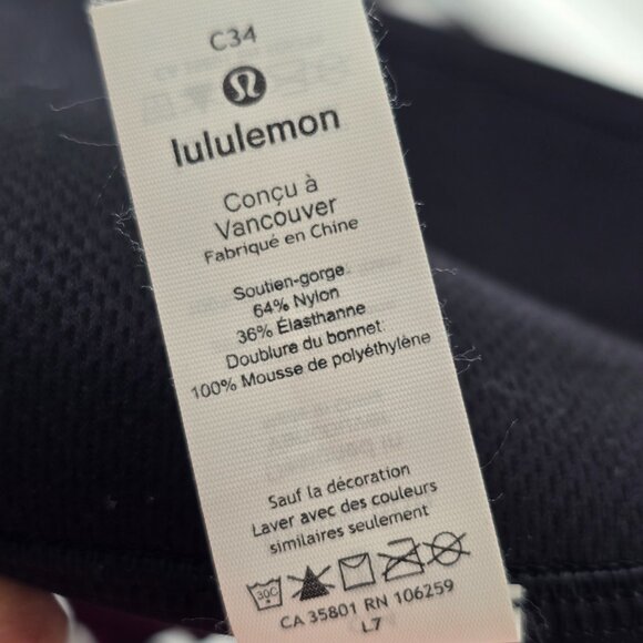 Lululemon Take Shape Bra 34C‎ Black Wireless Light Ultralu™ fabric EXCELLENT - Picture 5 of 6